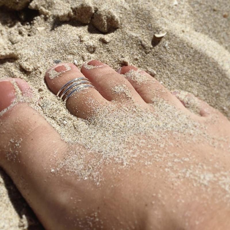 Set of 4 Beach Foot Jewelry Adjustable Toe Rings for Women Girls Vacation Essential Alloy Comfortable Daily Wear