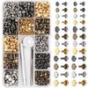Double Sided Rivet Set Metal Studs Binding Studs Screws Assortment with Hole Punch Tool 4 Color
