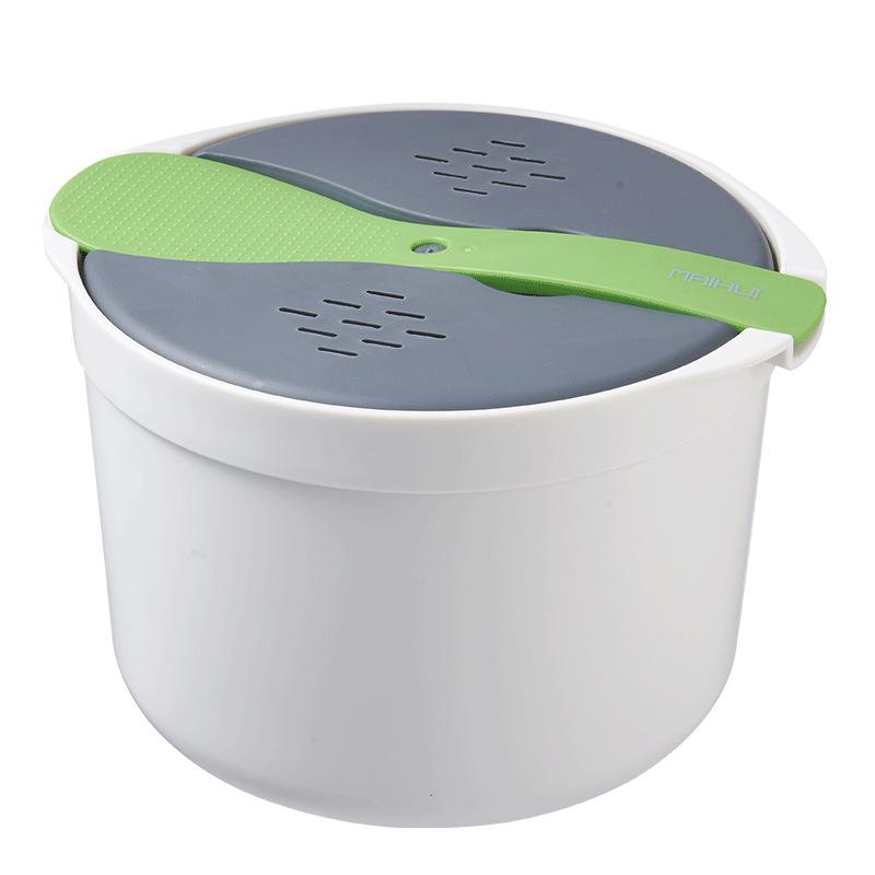Large Capacity Double-Layer Microwave Lunch Box with Rice Spoon and Steamer