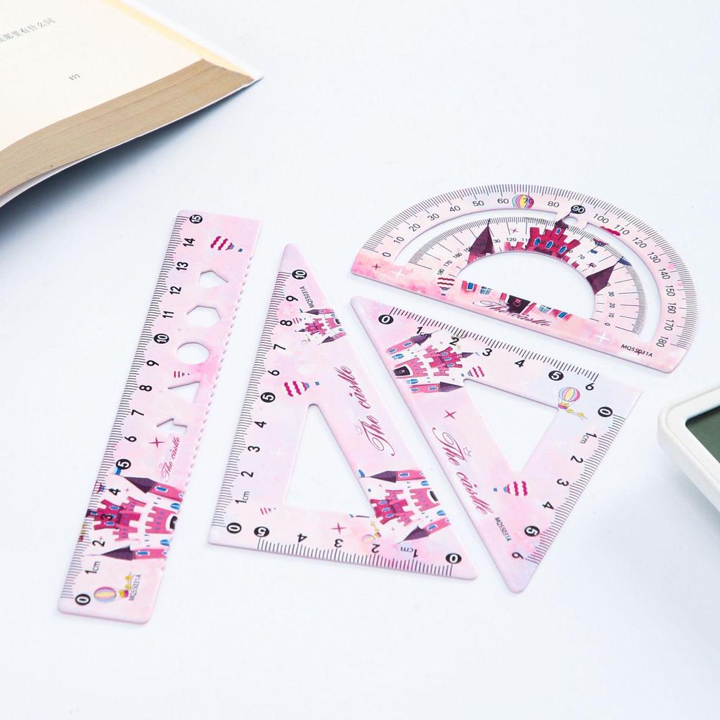 4pcs Metal Iron Ruler Set for Oil Painting 15cm Straight Triangle Protractor Measuring Drafting Stationery