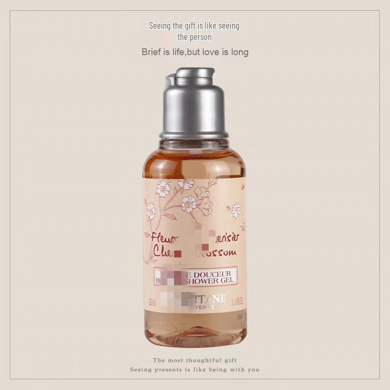 Oushujia Cherry Blossom Travel-Size Shower Gel & Body Lotion 35ml - Long-Lasting Fragrance for Hotel B&B Toiletries