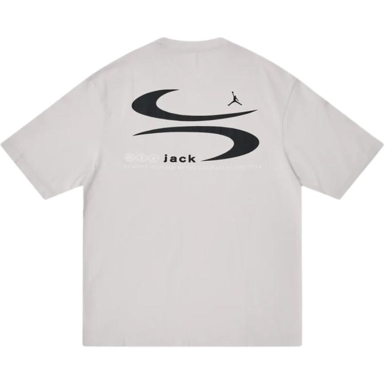 Air Jordan X Travis Scott Logo Tee Light Bone Men Tops Cream DZ5510-072
