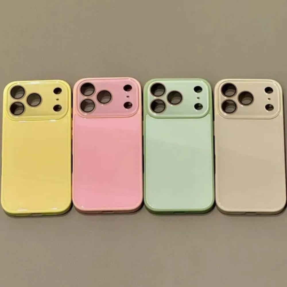 Husă de protecție pentru cameră din sticlă securizată de lux în culoare bomboană pentru iPhone 17 16 15 14 13 12 Pro Max, bumper rezistent la șocuri, capac spate dur