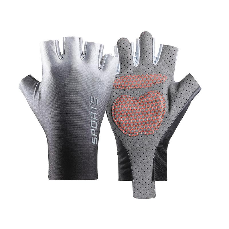 Children's Half finger Gloves Thin Sunscreen Ice Silk Breathable Wear Resistant Non Slip Elastic Outdoor Sports Riding Mesh Gloves