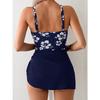 Charming Slit Skirt Knot Flower Design Slim Waist Backless Bikini Swimsuit For Beach Vacation