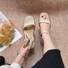 Retro Shoes Thick-soled Sponge Sandals New One-strap Chunky High Heels