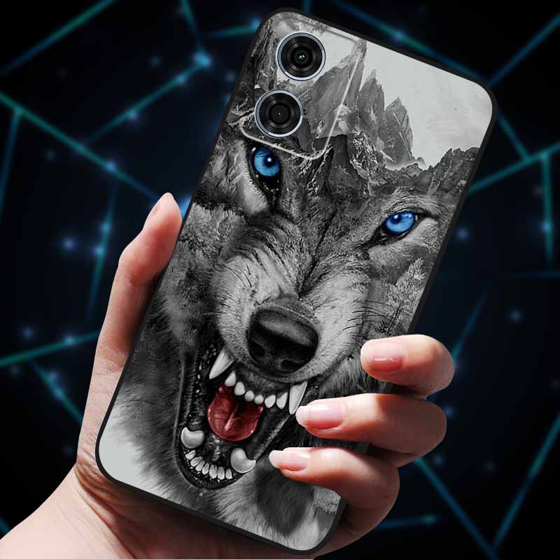 Pentru Motorola Moto G24 Power Carcasă Silicon Lup Leu TPU Moale Carcasă Telefon Pentru Moto G24 Power Capac Spate Desene Animate Carcasă Rezistentă la Șocuri