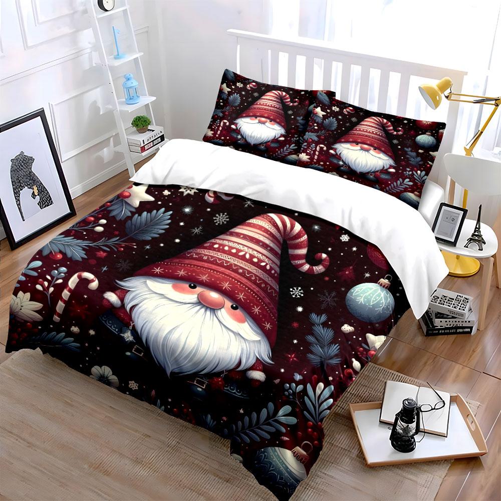 Christmas Gnome Bedding Set Bedding Duvet Cover Set Duvet Cover Pillowcases (1 * Duvet Cover 2 * Pillowcases, without duvet insert)