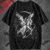 Unisexs Gothic Dark Angel Graphic Cotton Tshirt Casual Short Sleeve and Round Neck Tshirt with Dark and Gothic Angel Print Tops