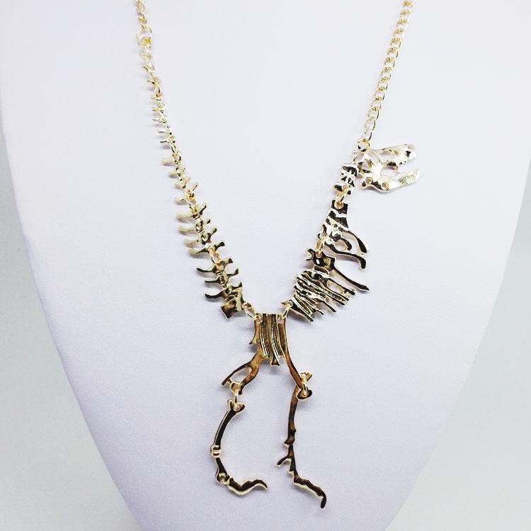 Dinosaur Skeleton Necklace: Bold European & American Style золотой