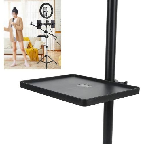 Microphone Stand Tray, Sound Card Tray, Multi-function Live Broadcast Stand Tray, Mobile Phone Tripod Accessory with Rubber Pad for Stage Control Room
