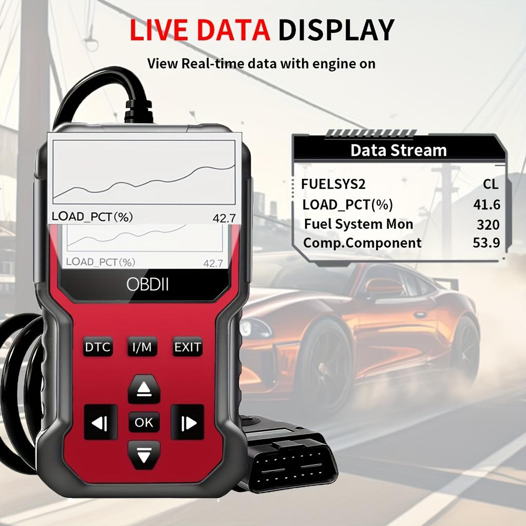 V420 Obd2 Diagnostische Scanner, Uitgebreide Obd2 Foutcodelezer met Resetfunctie, Datastroom, I/M Readiness, Voertuiginformatie en Spanningsmeting,