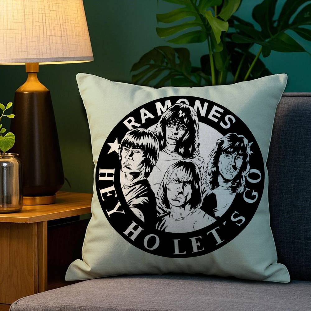 Rock R-Ramones Kuddfodral Soffa Vardagsrum Sovrum Dubbelsidig Tryck Fyrkantig Kudde Sovdags Kuddfodral
