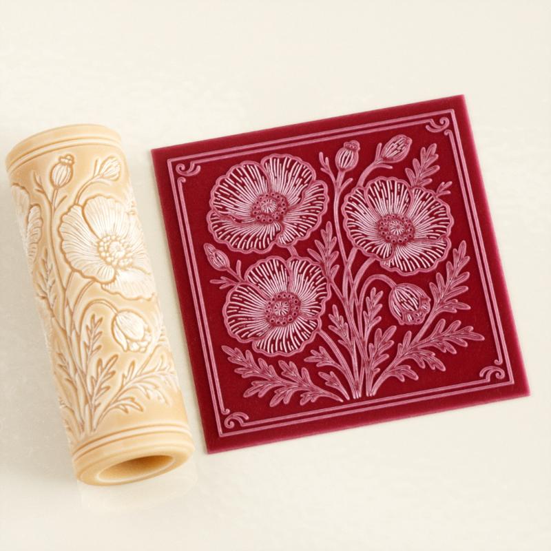 Flower Skull Clay Tile Roller Clay Texture Roller Ceramic Printing Polymer Textured Rolling Pins Pottery Diy Tools Handcrafts