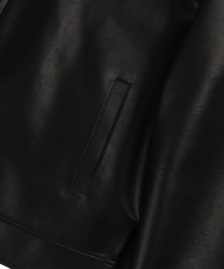 Doffjason Oversized Vegan Leather Single Jacket