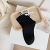 Japanese JK Sweet Bowknot Tied Middle Tube Socks Women Heel Bow Casual Black White Pile Socks Girls Sports Cotton Socks