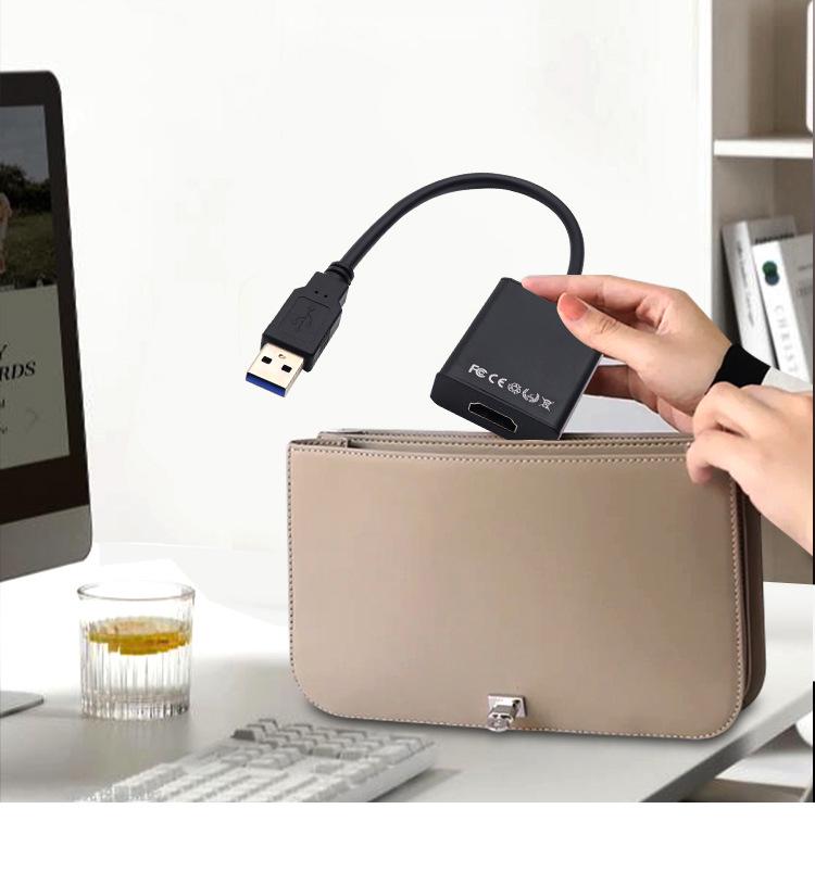 USB 2.0 To HDMI Adapter Cable, Aluminum Alloy, HD 1080P Extender