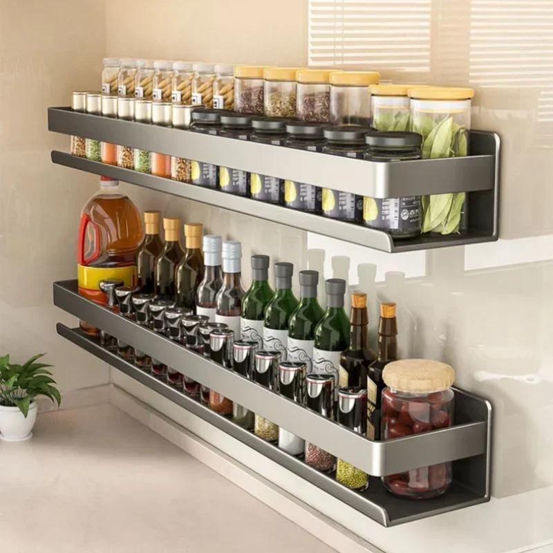 Wall-Mounted Multifunctional Seasoning Organizer Shelf - Practical Kitchen Condiment Storage Rack for Spices & Kitchen Tools