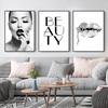 Black And White Fashion Girl Wall Art Pictures Lip Eyebrow Makeup Canvas Painting Beauty Quote Living Room Decor Painting HD3136