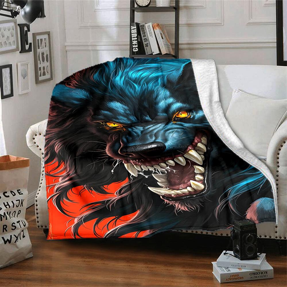 1pc Wolf Eyes Blanket, Lightweight Flannel Throw Blanket For Sofa, Bed, Travel, Camping, Living Room, Office, Couch, Chair, And Bed