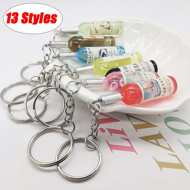 Acrylic Beer Wine Bottle Keychain Various Car Bag Key Ring Pendant Gift