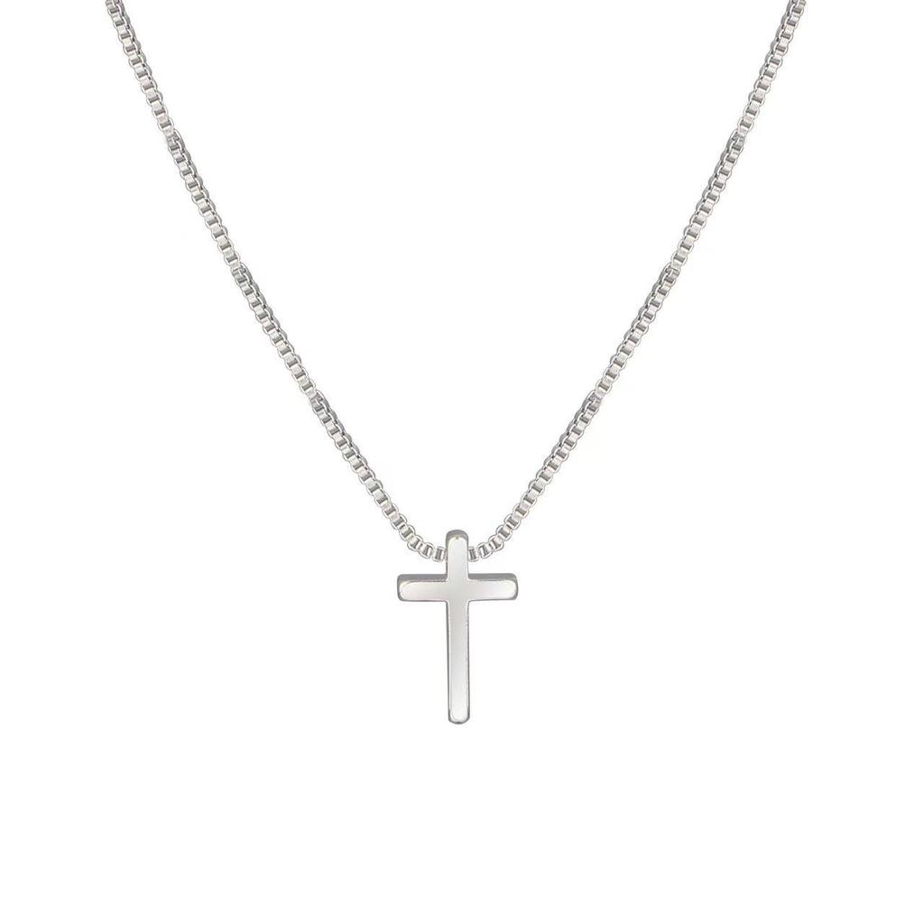 New 925 Sterling Silver Cross Necklace Simple Style Geometric Style Woman Pendant Choker Birthday Gift Exquisite Jewelry