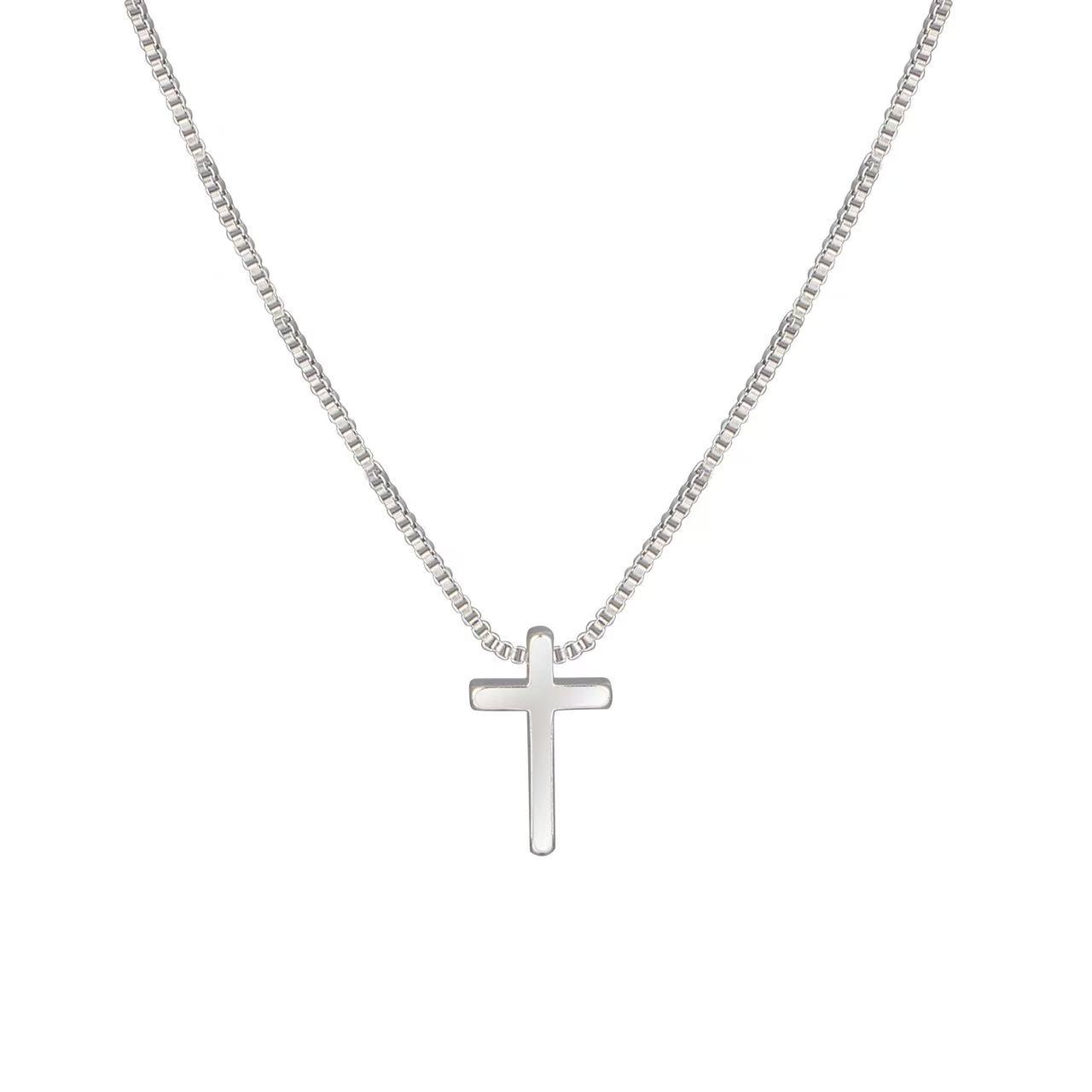 

New 925 Sterling Silver Cross Necklace Simple Style Geometric Style Woman Pendant Choker Birthday Gift Exquisite Jewelry