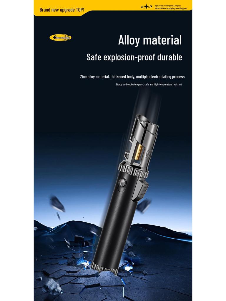 Multifunctional Windproof Lighter: Torch, Cigar Jet Flame, Wine Opener, Compass, Window Breaker