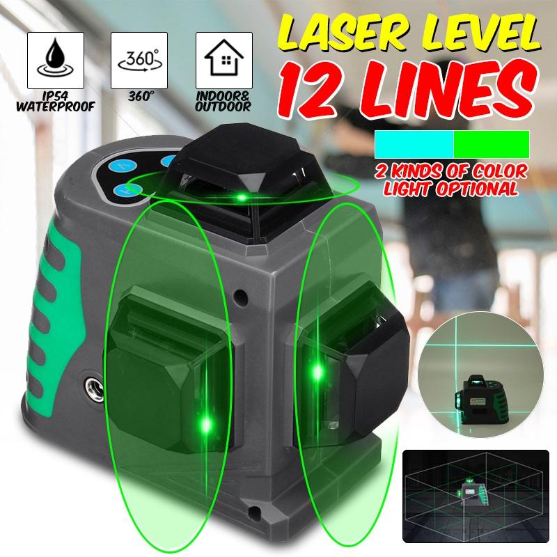 

12 Линий IP54 Водонепроницаемый Лазерный Уровень Самовыравнивающийся Зеленый / Синий Свет 360° Вращающийся