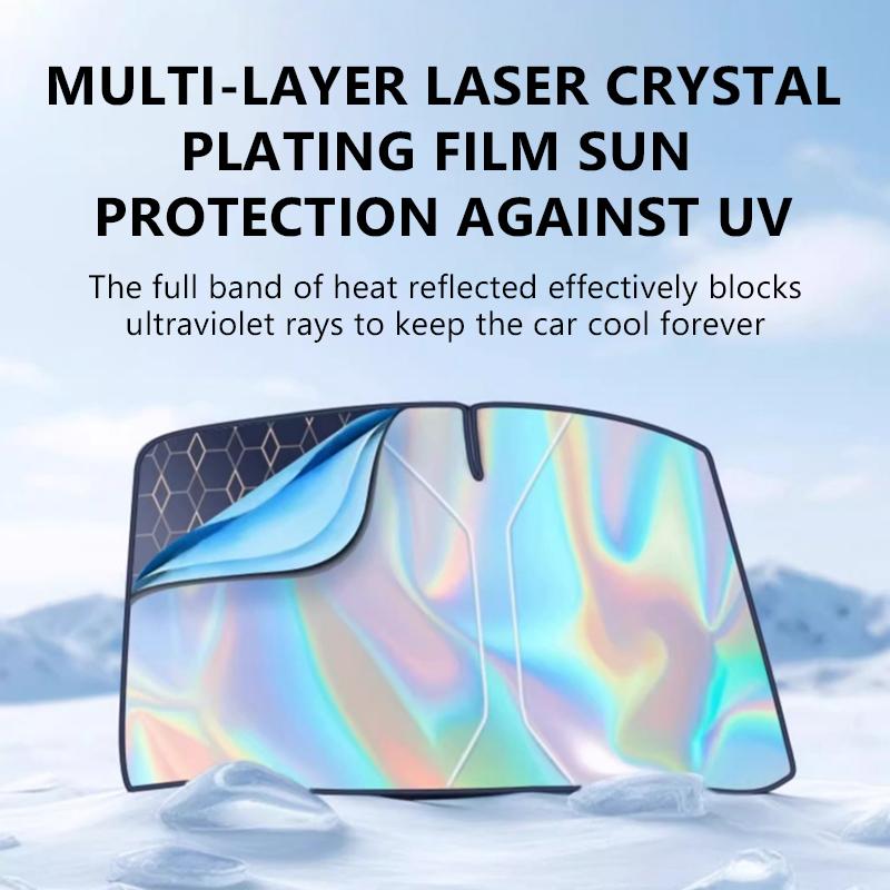 Car Windshield Curtains UV-Reflective Laser Layer Sun Shade Windscreen Sun Protection Cover Cooling Heat Shield Curtain