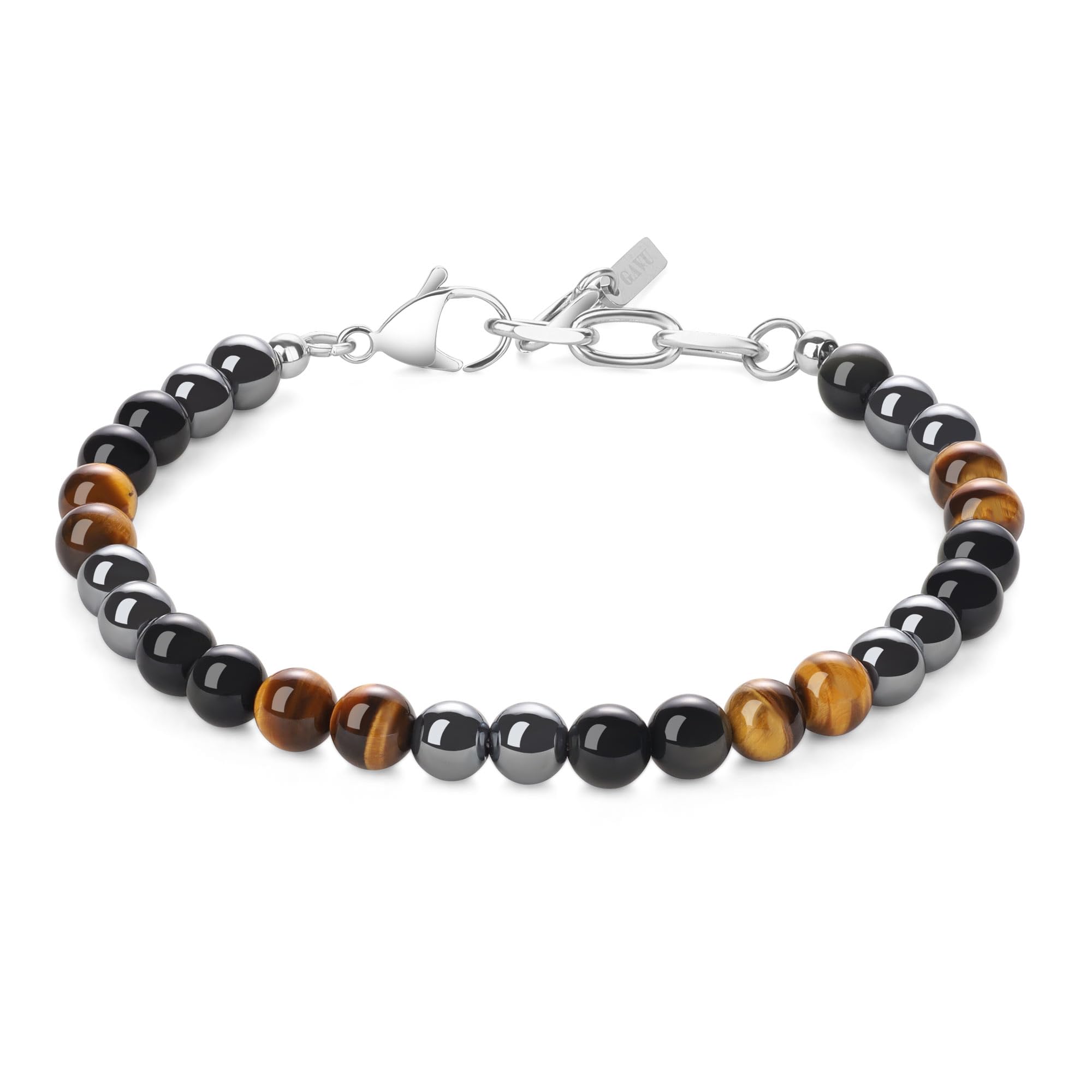 

Hematite Tiger Eye Obsidian Mala Bead Bracelet [GAVU] Men s