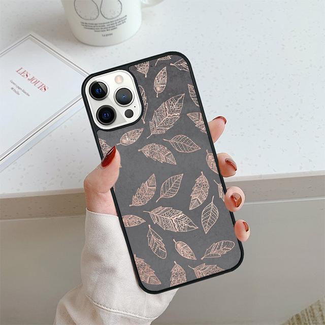 Feather Gold Foil Phone Case For iPhone 17 Air 14 15 16 13 12 Cover For Apple 14 15 16 Pro Max Plus Coque