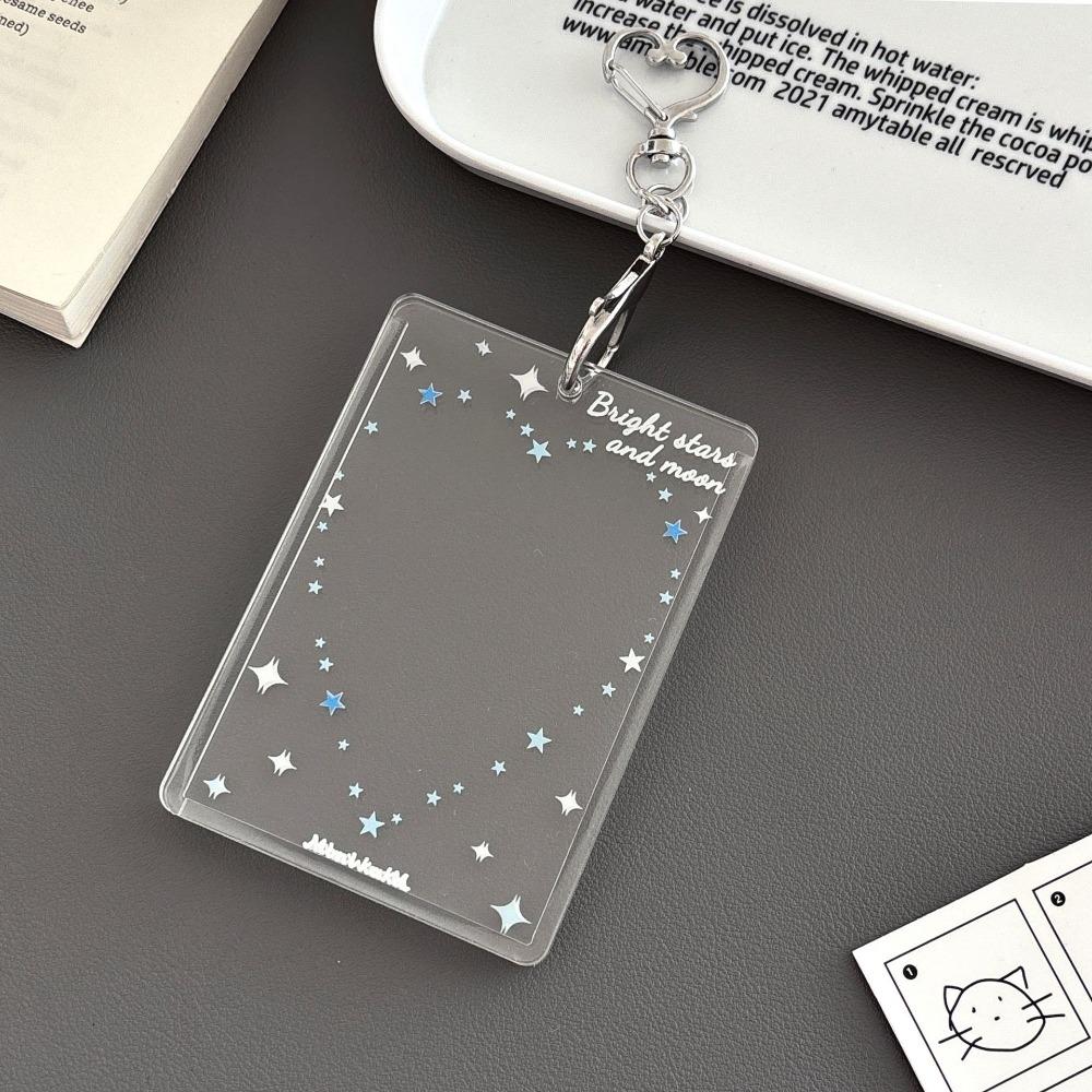 Acrylic Photocard Holder Heart Star Pattern With Keychain Photo Card Protector 3-inch Kpop Idol Card Kpop Idol Card Holder