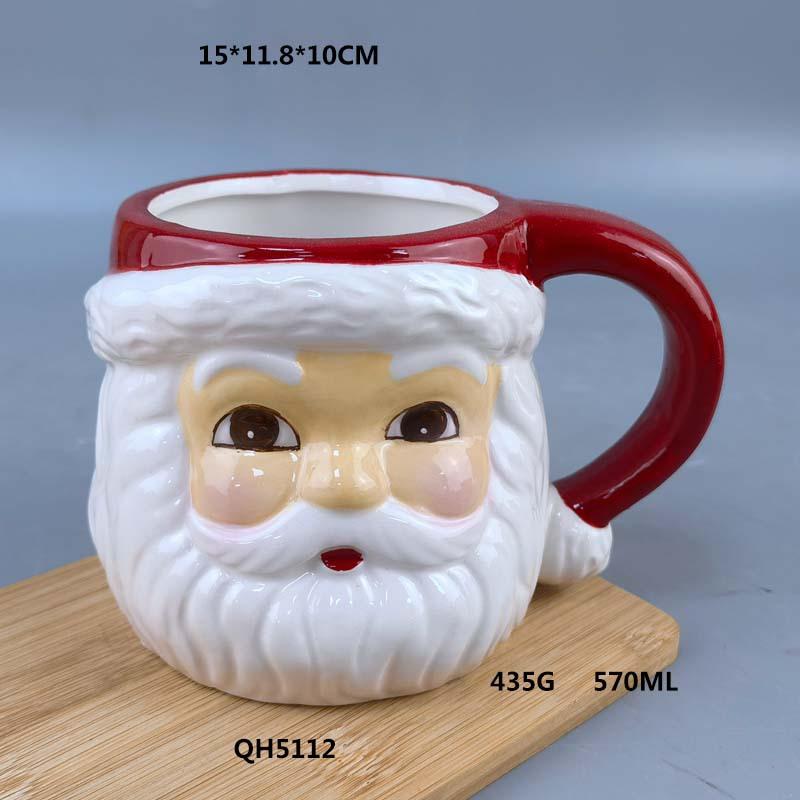2025 New Creative Inverted Hand-painted Ceramic Santa Claus Water Cup Relief Christmas Decoration Mug Coffee Cup