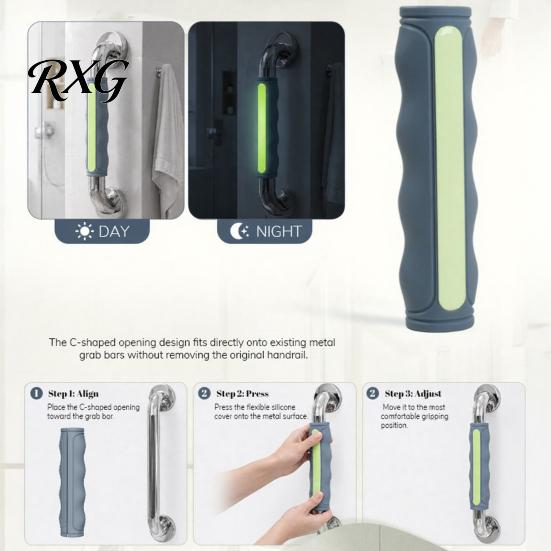 Silicone Handle Cover Handrail for Seniors, Glow-in-the-dark Elderly Grab Bar Cushioned Grip Sleeve, Anti-slip Wrap Home Bathroom Stairway Luminous