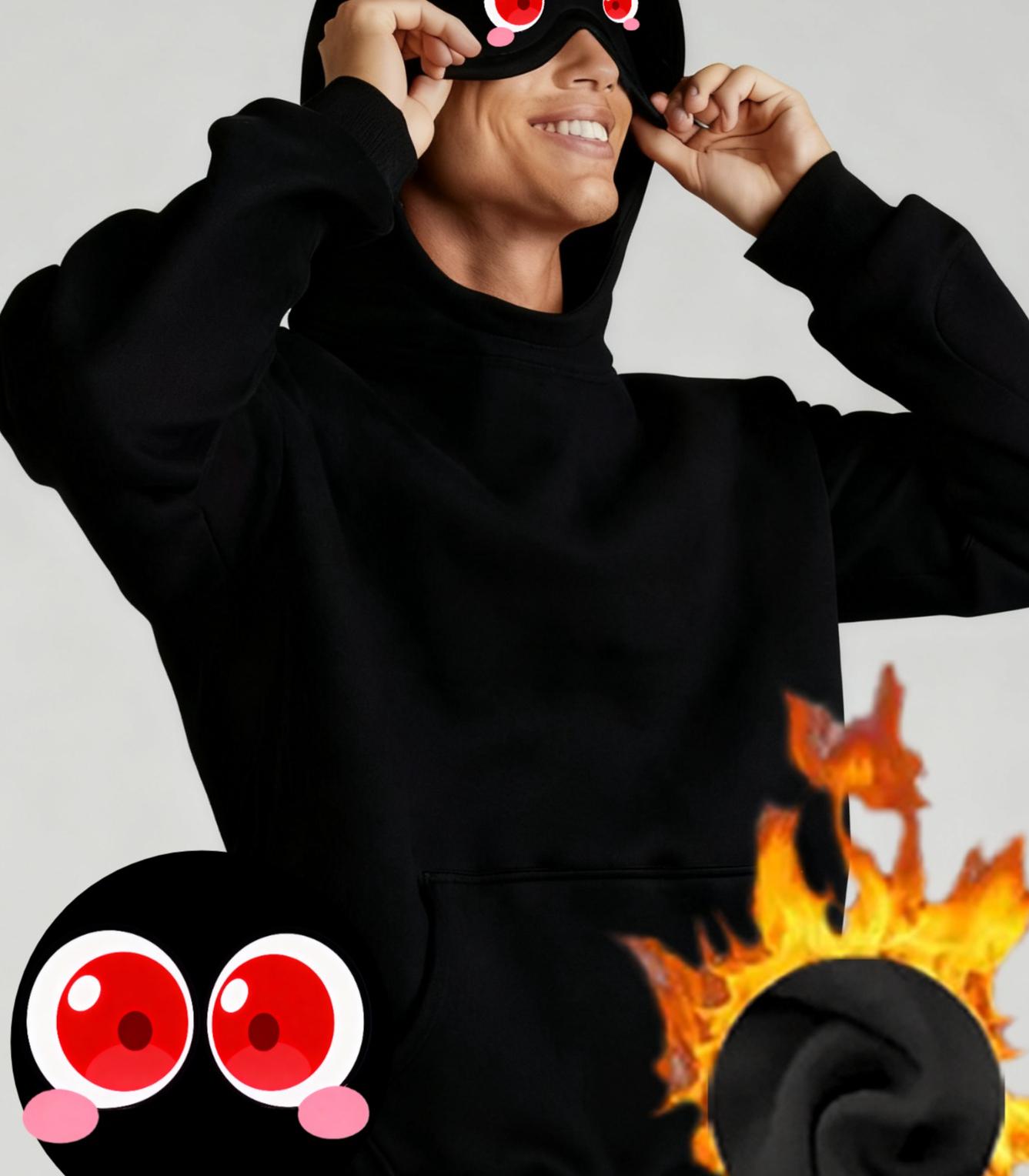 

Мужская толстовка с капюшоном и встроенной маской для глаз, уютная для домашнего отдыха XXL чёрный