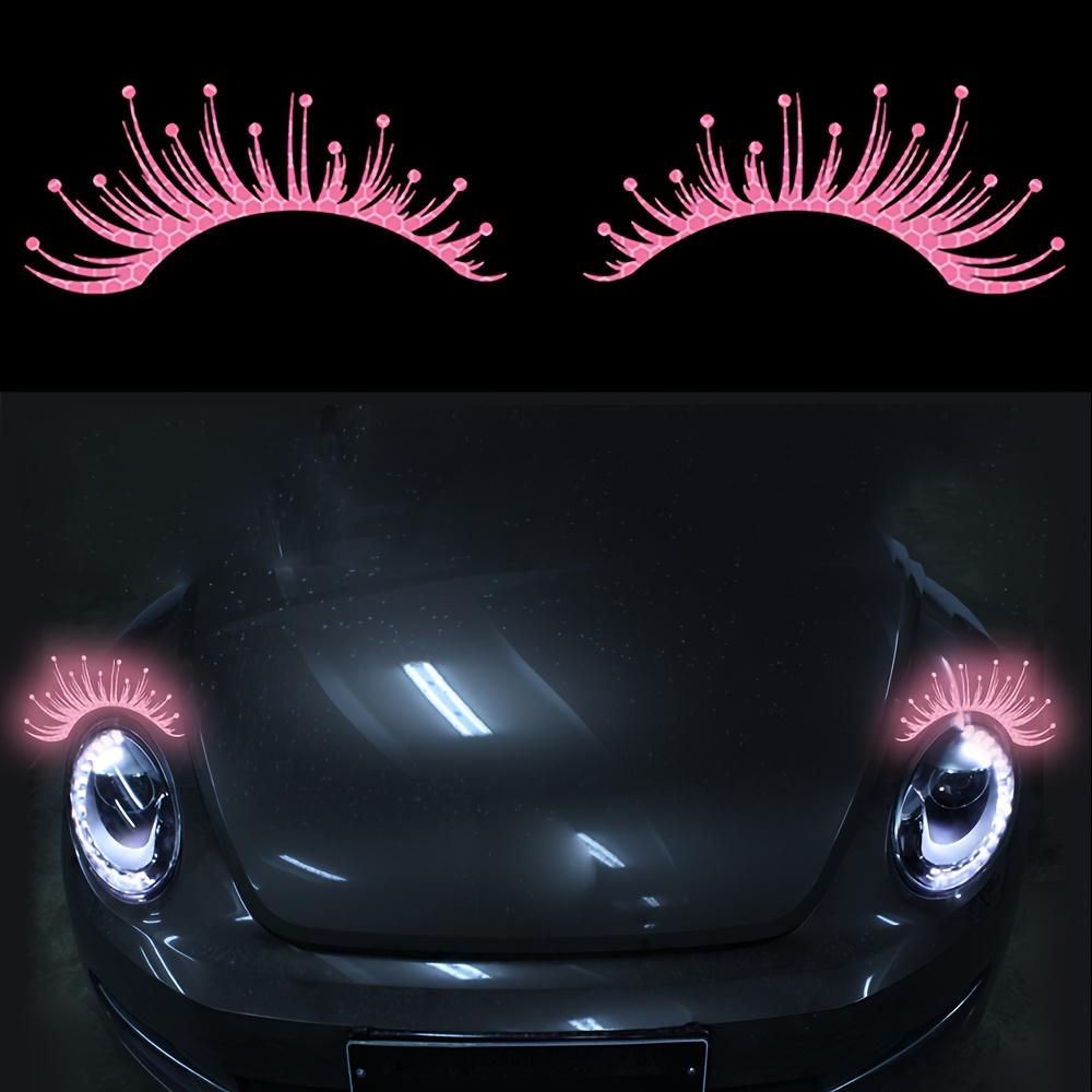 2pcs/1 Set Car Headlights Eyelashes Reflective Car Stickers Truck Light Bumper Night Driving Safety Warning Sign Reflector Decor