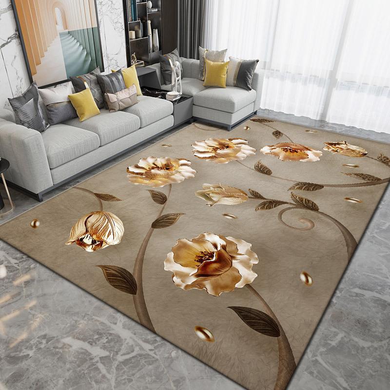 WTEMPO Retro Living Room Carpet  French Medieval Style Sofa Floor Mat Bedroom Bedside Carpet