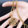 Yoga Hindu Buddhism Flower of Life Stainless Steel Necklace Gold Color Sacred Geometry Symbol Necklace Jewelry collares N620S0
