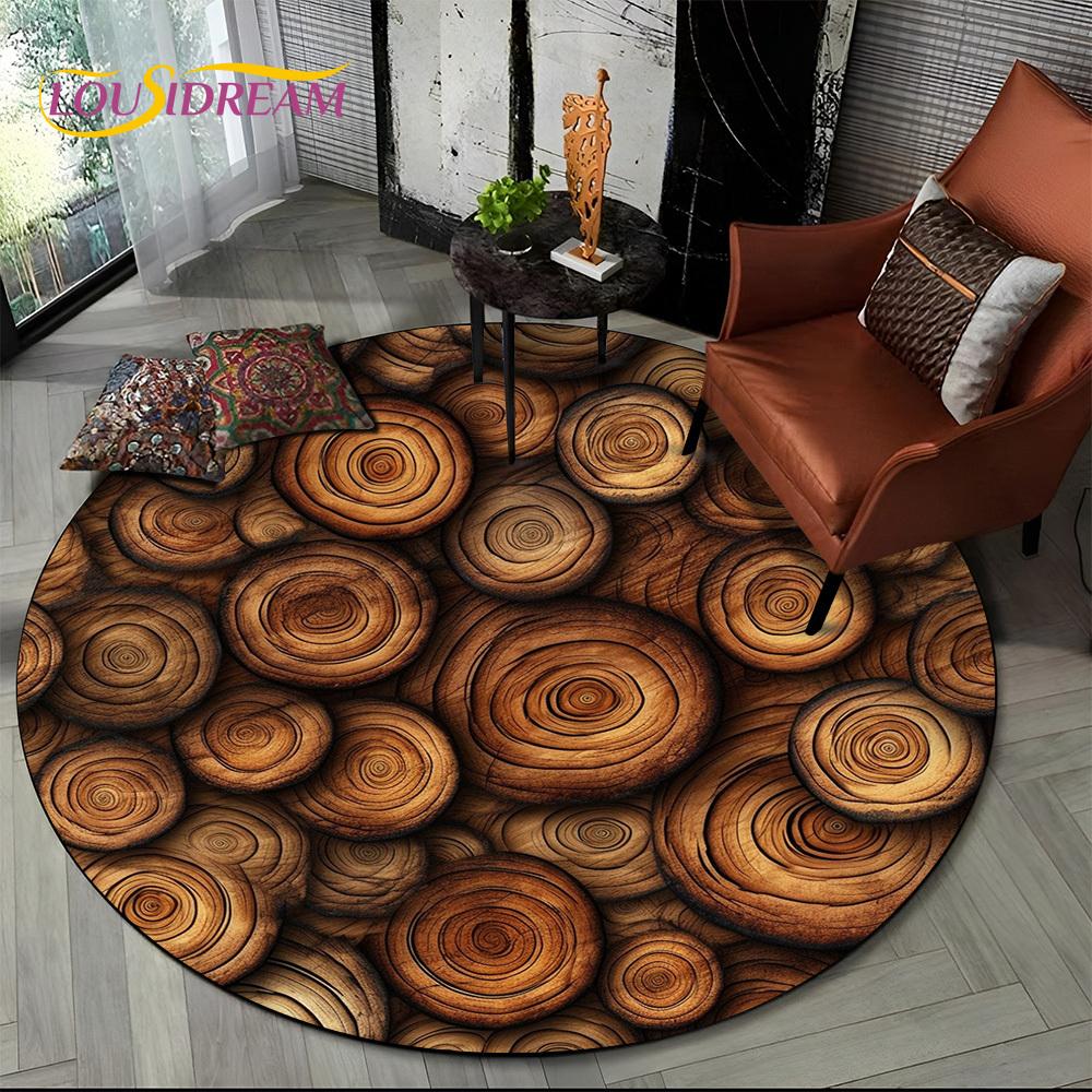 Latest 3D Color Wood Grain Lines Round Area Rug,Carpet Rug for Living Room Bedroom Sofa Child Playroom Decor,pet Non-slip Gift