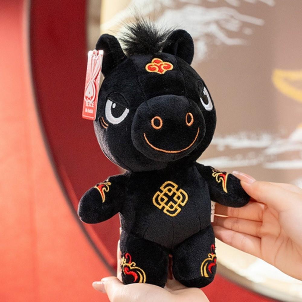 Black Horse Plush Doll Cute Zodiac Pony Figurine Stuffed Animal Stuffed Horse Toy Year of Horse
