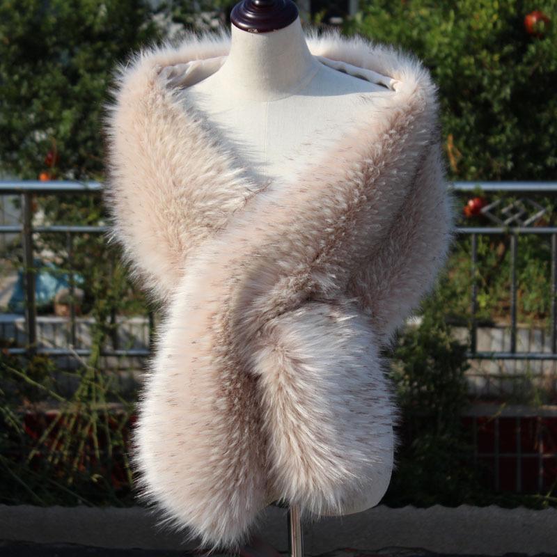 

Зимняя новая большая шаль искусственный мех свадебное вечернее платье искусственный мех енота лисы шаль шарф шарф Tide женский one Size