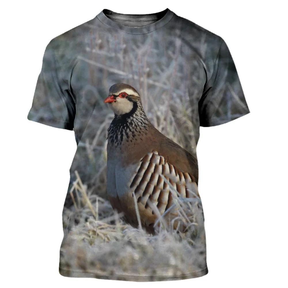 Camouflage Hunting Animals Quail 3D Print Summer Men's O-Neck T-shirt Casual Short Sleeve T Shirt