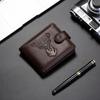 New men's leather wallet multi-card position horizontal wallet durable two-fold snap-button short change bag