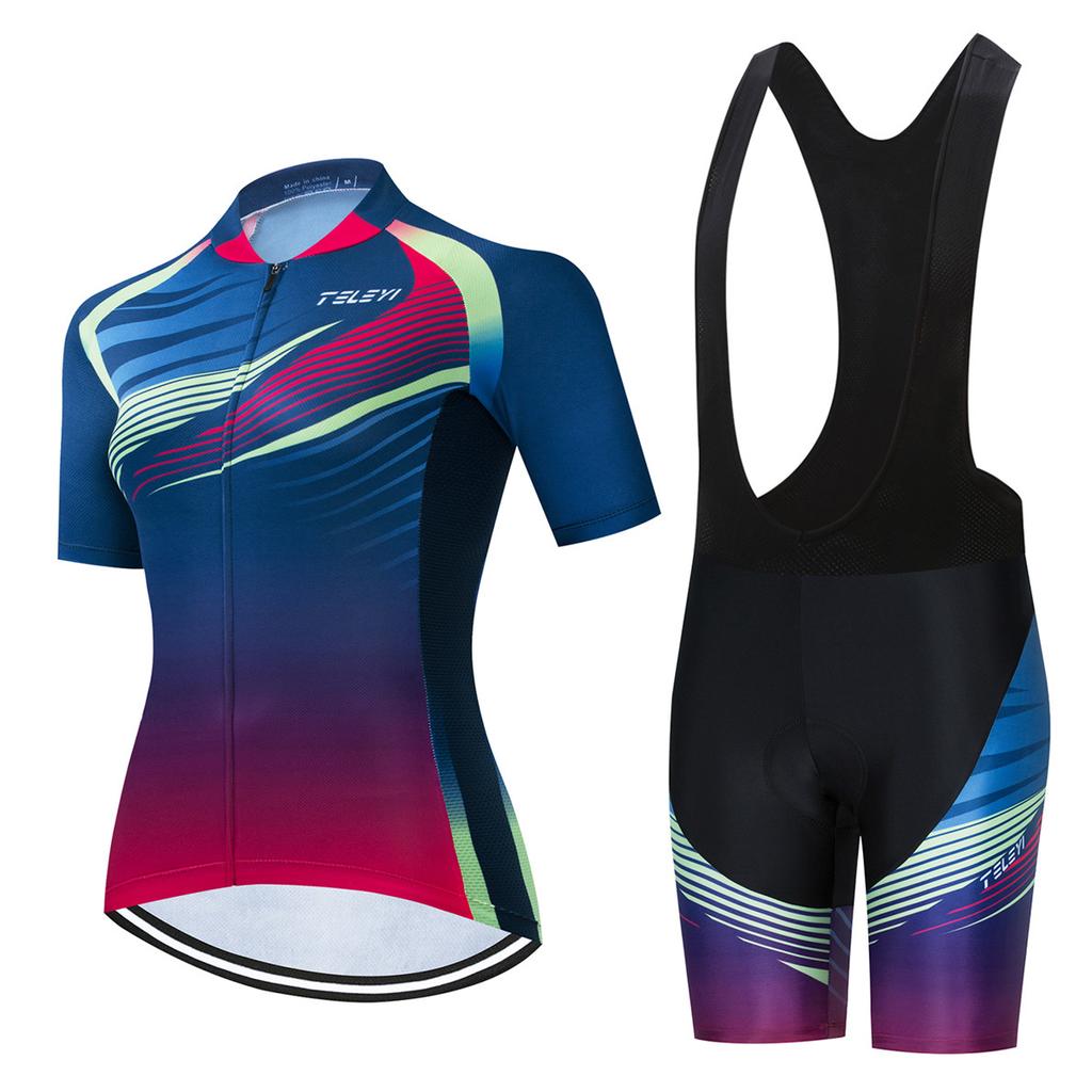 Women MTB Bike Jersey Bib Shorts Suits Anti-UV Bicycle Shirts Mountain Road Top Bottom Girls Female Red 2026 Summer Breathable Cycling Suit Set