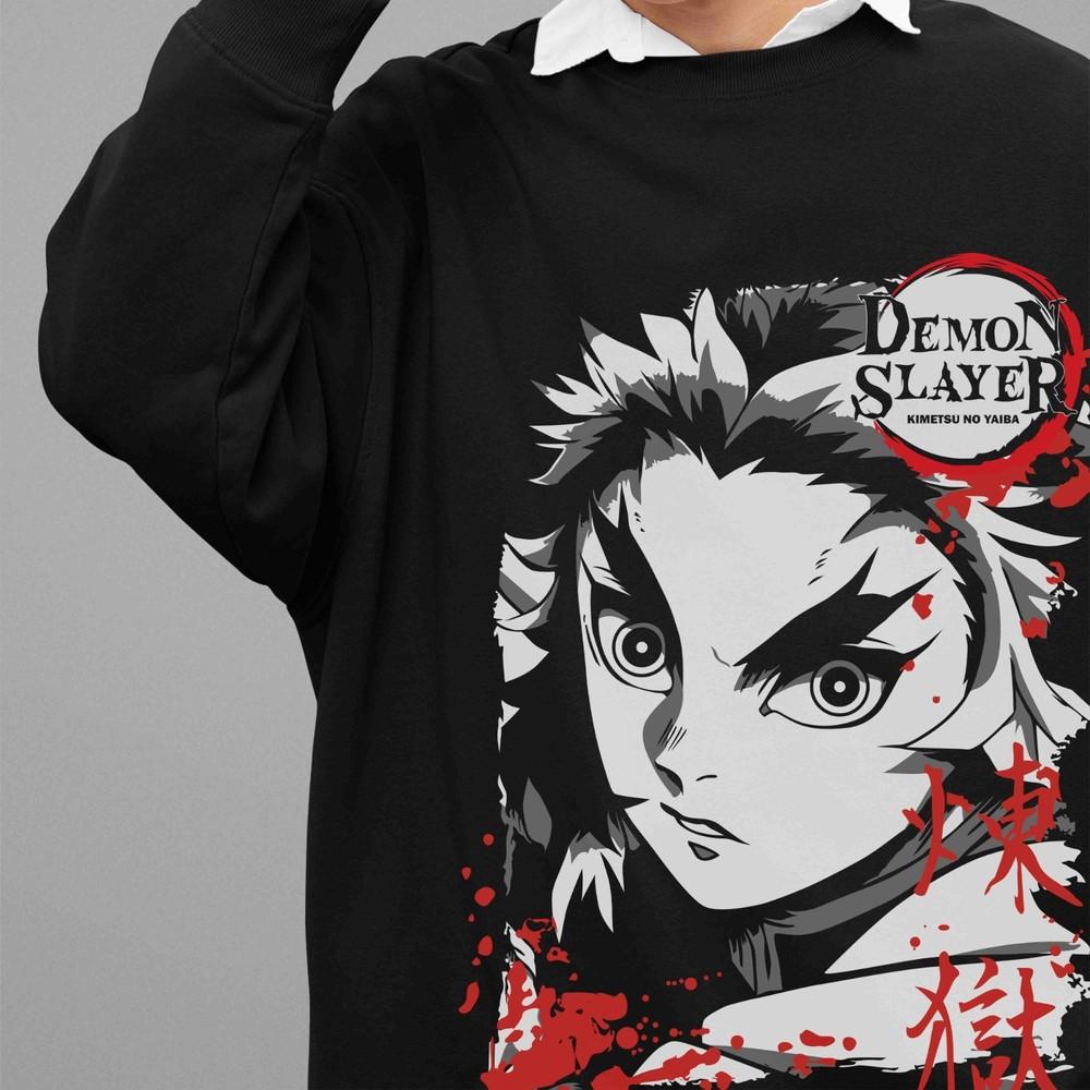 

Demon Slayer Sweatshirt Rengoku Kyojuro Sweater Kimetsu No Yaiba Unisex Pullover S