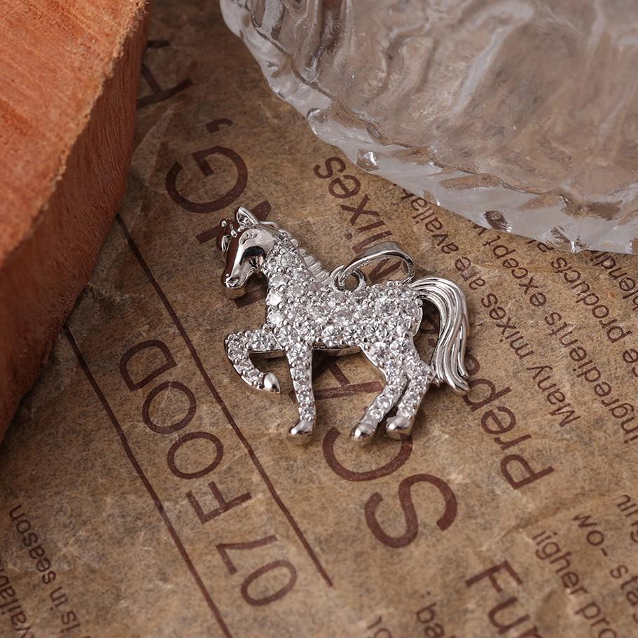 3D Sparkling Diamond Horse Pendant - Gold & Silver Zodiac Animal DIY Jewelry Accessory