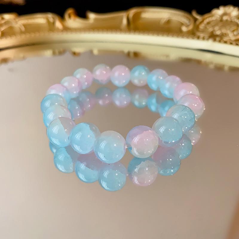 Cherry Blossom Glass Beaded Bracelet - Women's Colorful Niche Design, High-End Accessory Gift.
