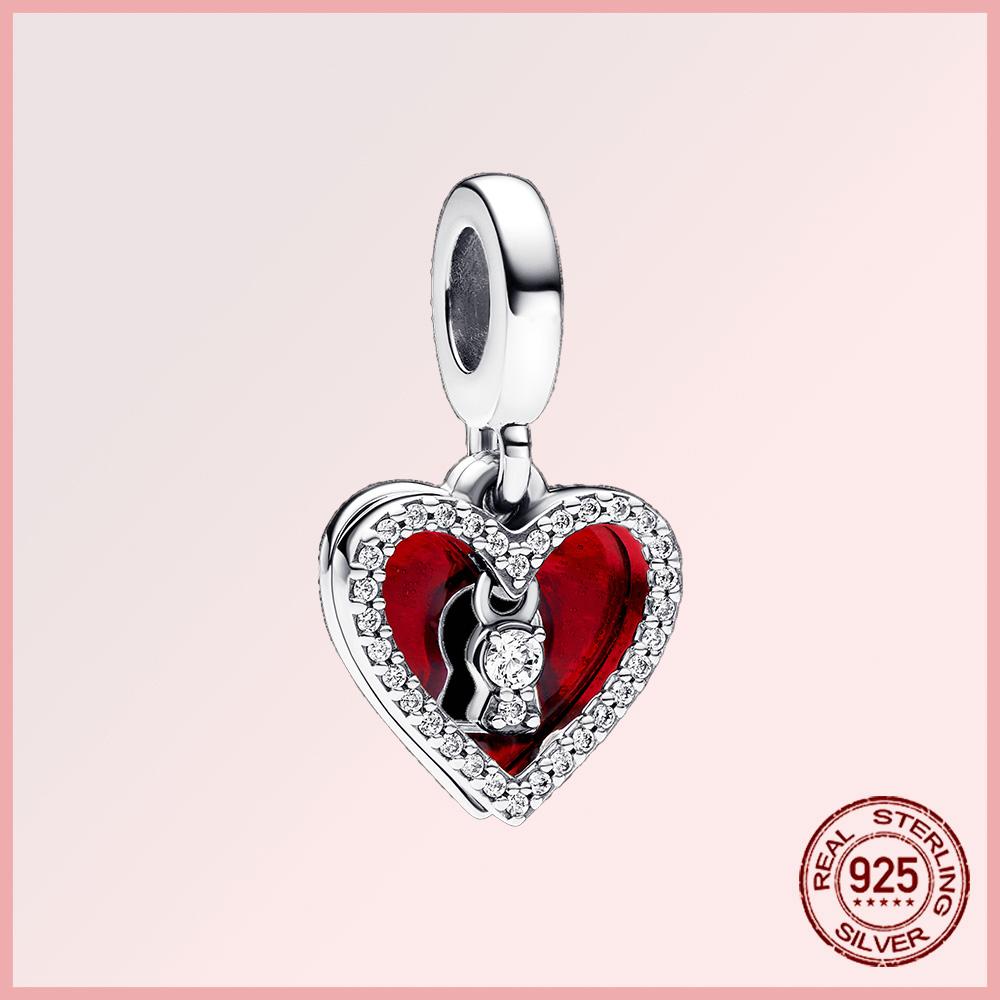 Funkelnde Familie Herz Engelsflügel Pavé Kupfer Anhänger Charms Passen Original Armband Perlen Schmuck Geschenk DIY