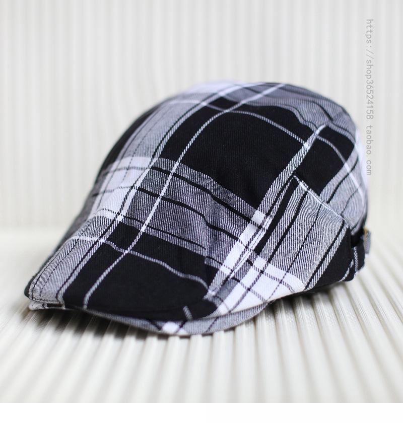 

New Colorful Checkered Fashion Forward Hat for Men and Women Universal Spring and Summer Japanese Casual Literary Painter Sun Hat M（56-58cm）